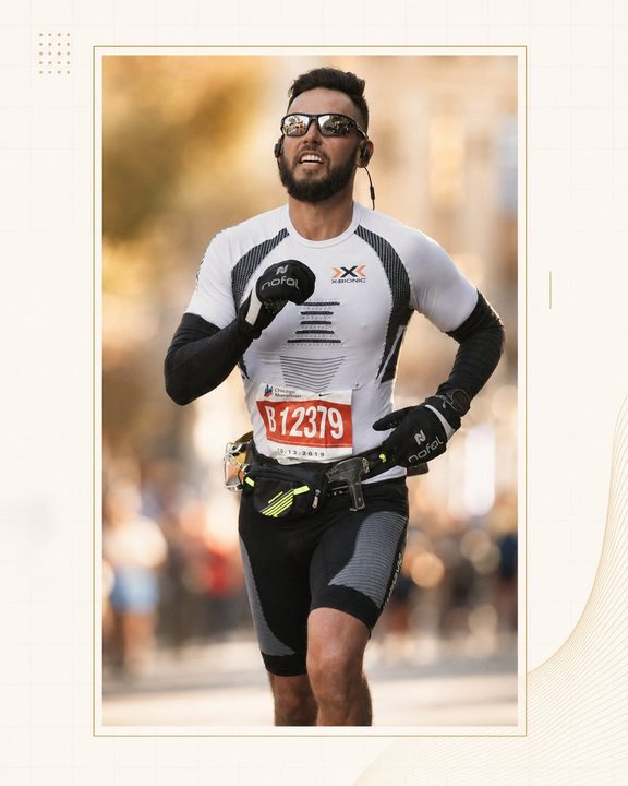 Christian Concha en la maratón de Chicago 2019, dedicada a José